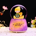 The Little Prince and Fox musical crystal ball with a purple base and LED lighting - -031 Purple Base / Medium 80mm Light + Music