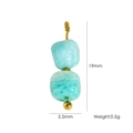 Handmade jewelry pendant with turquoise stone beads, gold finish metal, 19mm size - Aqua Blue Double Irregular Stones