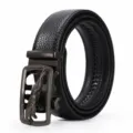Cinturón de cuero para hombre hebilla metálica automática negocios informal elegante. - Estilo 2 Leopardo Negro