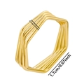 Detail view of 18k gold plated hexagonal multi-layer ring showing 1.7cm diameter size - Gold