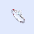 Anello corona in argento 925 per coppie con gemma blu quadrata e piccoli diamanti - Aperto Regolabile / J7 Donna Zirconia Blu Chiaro (Pietra Blu Quadrata)