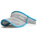 Gray and blue mesh visor hat with SPORT label for outdoor sun protection - Adjustable / Light Gray