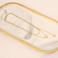 Double-layered gold necklace with mother of pearl butterfly pendant and paperclip chain - Shell Butterfly Paperclip Chain Style (5#)