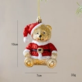 Christmas teddy bear ornament in gold finish with red and white glitter details - Bear