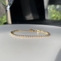 Elegant gold S925 sterling silver tennis bracelet with adjustable zircon crystal stones - 925 Silver / Gold