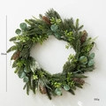 50cm artificial Christmas wreath with pine needles, eucalyptus leaves and pine cones - Style G (50cm Wreath)
