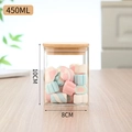 450ML square glass storage jar with bamboo lid for tea or candy, 8cm wide by 10cm high - Diameter 80*Height 100 450ml With Bamboo Lid