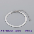 Sleek silver stainless steel flat snake chain bracelet with 5mm width and lobster clasp - Snake Chain - Steel Color