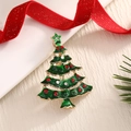 Christmas tree brooch with green enamel and colorful rhinestones in golden finish - BR0046-Mini Christmas Tree