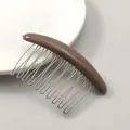 Minimalist brown curved hair comb with metal teeth for seamless fringe styling - Coffee