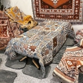 Bohemian cotton woven sun blanket with fringes for sofa and outdoor picnic use - XT2022-11 (Bohemian Sun Floral Pattern) / 130x160cm