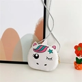 Cute white unicorn crossbody bag for girls with pink ears and star patterns - White