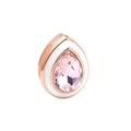 Rose gold teardrop bead charm with pink crystal and white enamel for mesh bracelets - Rose Gold Teardrop White Edge Pink Crystal