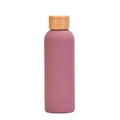 Matte purple-pink stainless steel water bottle with a natural bamboo lid - Matte Smoky Pink
