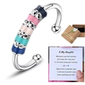 Silver rotatable anxiety ring with colorful beads and gift card for daughter - With Gift Box & Card / Multicolor C