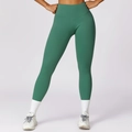 Slim fit high-waisted yoga leggings in grass green color for fitness and running - M / Neptune Green