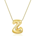 18k gold plated bubble 3D number 2 pendant necklace with a polished mirror finish - Letter Z
