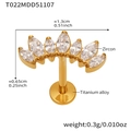 Golden titanium alloy labret stud with marquise zircon stars and simple pin design - Gold Lip Stud (T022)