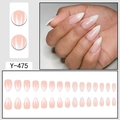 Set de faux ongles amande dégradé nude à blanc avec design long pointu pour femmes - Dégradé Ombré Rose Blanc (Y-475)