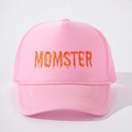 Cappellino trucker rosa regolabile con grafica MOMSTER arancione e rete traspirante - Taglia unica / Tutto Rosa
