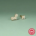 Eleganti orecchini a fiore in argento S925 dorato con zirconi brillanti incastonati - Stile Grappolo di Fiori Dorato Singolo (单只金色#2)