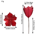 Rote glitzernde künstliche Weihnachtsblume als Dekoration mit Maßangaben auf Weiß - Rot
