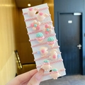 10-piece set of kids high-elastic hair bands with cute 3D cartoon fruit and animal charms - Ivory Series 10-Piece Set