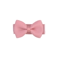 Pink ribbon bow hair clip for girls with ribbed fabric texture on white background - Hot Pink