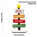 Detailed size measurement of wooden Christmas tree decoration showing height and width - Happy Christmas
