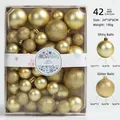 Set di 42 palline di Natale dorate opache e glitterate per decorazioni natalizie festive - 42 pezzi Oro