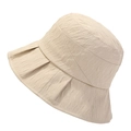 Faltbarer beiger Plissee-Fischerhut für Sonnenschutz mit elegantem strukturiertem Stoff - M (56-58cm) / Beige