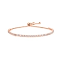 Pulsera tennis en oro rosa con circonitas redondas y cierre ajustable corredizo - Pulsera de Moissanita de una Sola Fila / Oro rosa