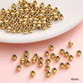 Polished 4mm gold stainless steel round beads for DIY bracelet and jewelry making - 4mm (Hole approx 1.5mm) 10pcs/pack / Gold