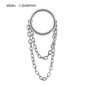 Silberner Nasenring aus Edelstahl mit Doppelketten, Größe 1.2x8mm für Körper-Piercing - NO 6 (Doppelkette)