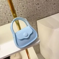 Mini light blue macaron jelly bag with round button and chain strap for women - Light Blue