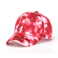 Baseball cap featuring red and white tie-dye patterns with a classic curved brim - Red and White Tie-Dye Style (5#)