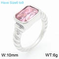 Anello a treccia d'argento con una gemma rettangolare rosa da 10mm intarsiata - US 6 / Anello d'argento con pietra rosa (KR111476-GC)