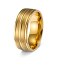 8mm gold-plated stainless steel ring with triple grooved frosted matte finish for men - US 5 / Gold