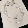 French vintage double layer necklace with white acrylic pearls and silver crystals - Silver-White
