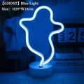 Blue LED neon ghost desk lamp with dual battery and USB power supply 29x18cm - Ghost Blue Light