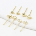 Polished gold-plated ball stud earrings with loop for jewelry making and DIY crafts - 3mm Ball/Vertical Open Loop / 14K Gold
