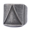 Anello largo in acciaio inossidabile grigio retrò con triangolo inciso e finitura vintage - US 7 / Argento antico