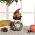 Christmas gift bag with grey snowflake pattern and brown plush bear on top - Heart Bear