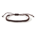 Handmade braided dark brown cord bracelet with silver beads and adjustable slide knot - Dark Brown