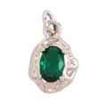 Irregular silver pendant featuring an oval faceted green gemstone with lava texture - L229092-Green Rose Gold