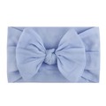 Soft nylon baby headband featuring a large light blue ribbed knit bow for infant girls - Light Purple