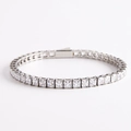 Silver stainless steel tennis bracelet with square princess cut zircons on white background - 5mm*20cm (B0087S)