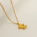Polished gold bubble letter T pendant necklace made of high-quality titanium steel - Letter T / Gold