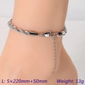 Silver twist chain anklet for women with 5mm thickness and 220mm length in titanium steel - Silver 5x220mm Extended Style (KJ4079-Z)