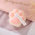 Pink and white cat paw shaped scented soy candle with a decorative hanging tag - Pink (White Peach Oolong)